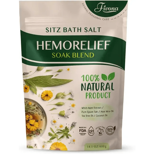 Hemorrhoid Treatment Sitz Bath Salt - Natural Soak Blend Epsom Salt with Essential Oils, Postpartum Recovery and Discomfort Relief, Perineal Care Soaking for Fissures and Bartholin Cysts - 14.1oz