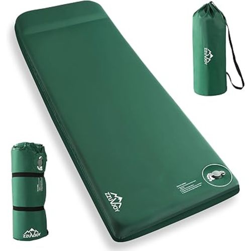 Memory Sleeping Pad, 3.1" Ultra-Thick Foam Sleeping Mats for Camping, 9.5 R-Value Insulated Self Inflating Sleeping Pad with Pillow, Camping Mattress Pad for Car Travel Tent