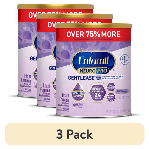 (3 pack) Enfamil NeuroPro Gentlease Baby Formula for Easing Fussiness, Gas, Spit-up in 24 Hrs, 35.3 Oz XL Value Can