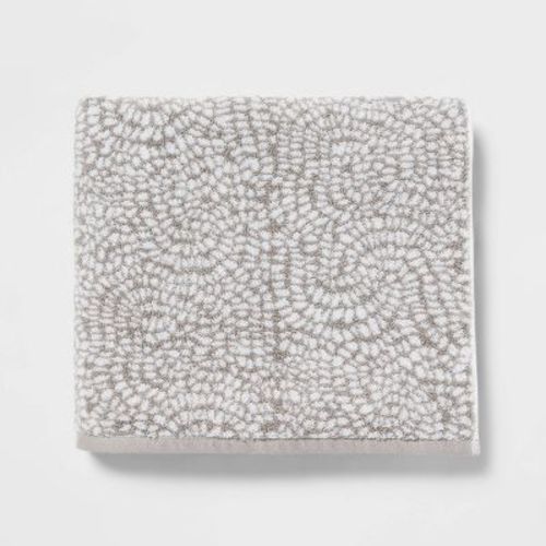 Performance Plus Bath Towel Gray Geo - Threshold™: 100% Cotton, Jacquard Terry, Fade-Resistant, OEKO-TEX Certified