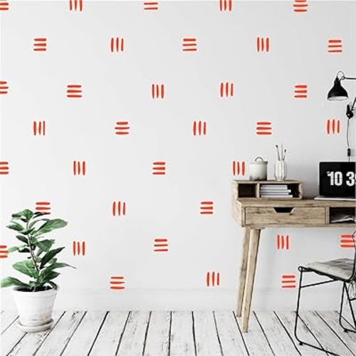 120pcs Modern Line Wall Stickers Boho Nursery Kids Living Room Scandinavian Home Décor Self-Adhesive Murals Vinyo DIY Gift YT5037 (Orange)