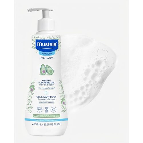 Mustela Gentle Cleansing Gel - Baby Wash for Delicate Skin and Hair - Newborn-Safe Cleanser - Made with with Natural Avocado Perseose - 1 or 2-Pack - Various Sizes