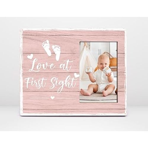 Orchroma Baby Picture Frame,My First Year Photo Frame,Love at First Sight Picture Frame,Newborn Remembrance Gift,Babys Keepsake Gift For Expecting Parents,First Time Mom Gifts,4” x6” Photo