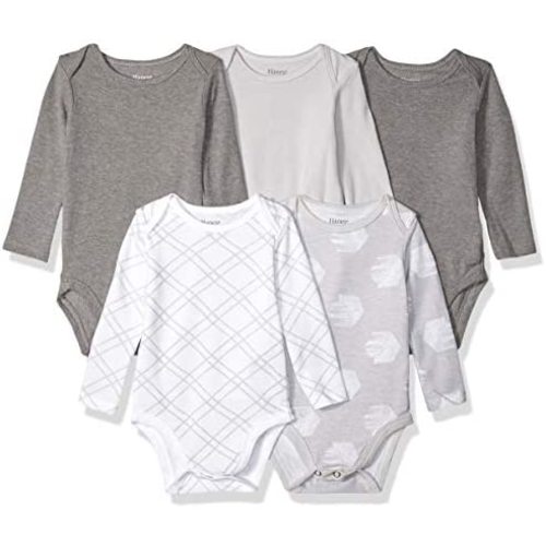 Hanes Baby Long Sleeve Bodysuit, Ultimate Flexy Bodysuits Boys & Girls, 5-Pack