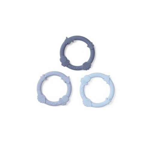 Loulou Lollipop Silicone Wild Teether Ring Soother Set - Blue Fog 3pc