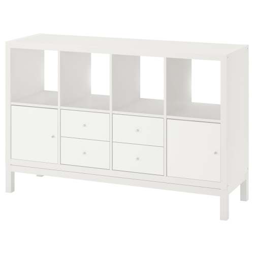 KALLAX Shelving unit with underframe - with 2 doors/4 drawers/white 57 7/8x37 "