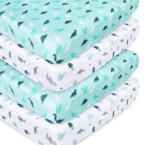 Crib Sheets for Boys or Girls 4-Pack, Fitted Crib Sheet 52'' x 28''