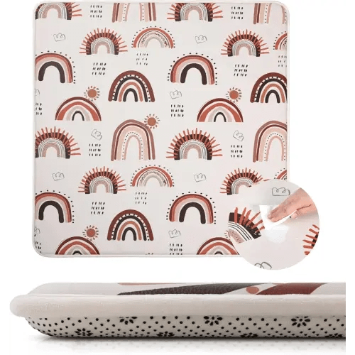 Baby Floor Play Mat,Soft Thick Foam Padded Tummy Time Mat,Waterproof Wipeable Kids Playmat for Babies 6-12 Months,Non-Slip Bottom for Crawling to Nursery Playpen,Rainbow