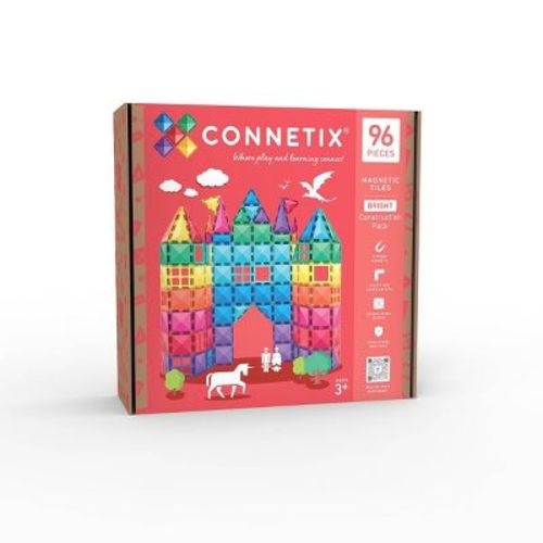 CONNETIX Magnetic Tiles Bright Construction Pack Building Blocks 96pc: Educational Creative Thinking Set