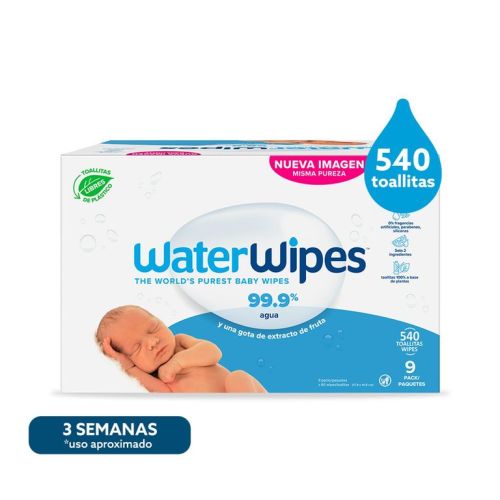 "Pañitos Húmedos Water Wipes: por 540 unidades "