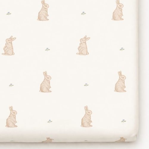 Crib Sheet, Breathable Turkish Cotton Jersey Fitted, 300 Thread Count, Machine Washable, Designed for Standard Crib Mattresses and Toddler Beds (28" x 52" x 9"), Bunny