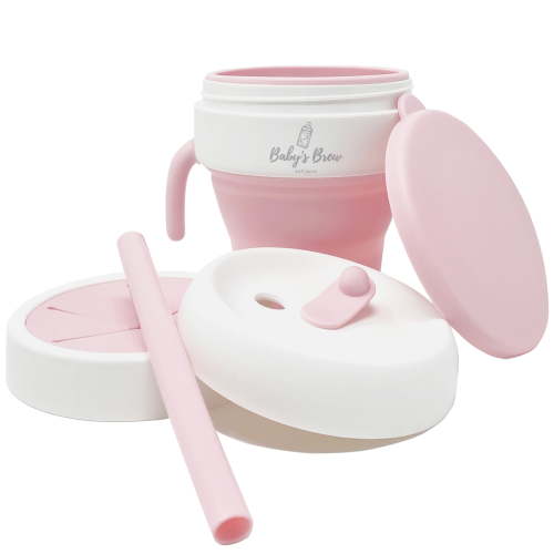 Baby's Brew BPA Free 2-n-1 Snack and Sip Cup, Pink, 13.5 oz