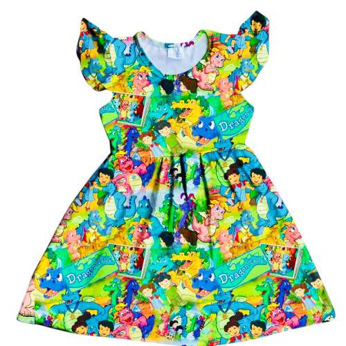 HCK EXCLUSIVE- Dragon Tales Mash Up Flutter Sleeve Dress