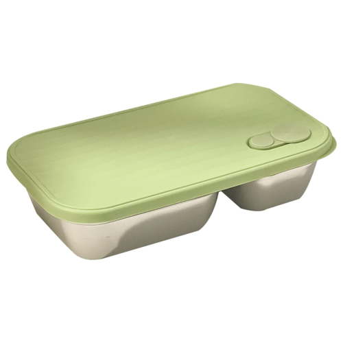 1 Pack Stainless Steel Snack Containers, Grab and Go Snack Containers Reusable,Dishwasher-Safe,Double Compartment Food Storage Containers with Lids for Travel and Outdoor Camping(Green)