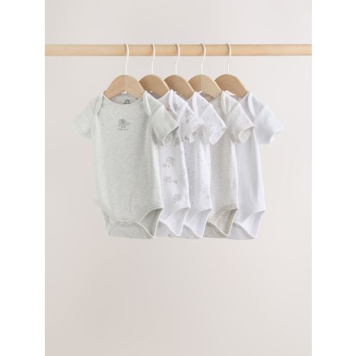 Grey Elephant Short Sleeve Baby Bodysuits 5 Pack