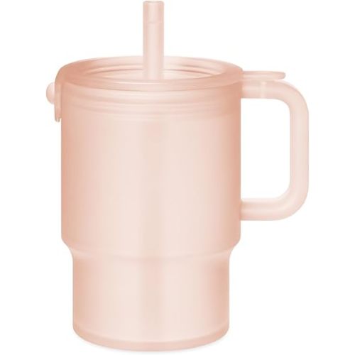 Olababy Clear Sense Silicone Tumbler with Handle & Straw 11 oz, Toddler & Kids Spill Proof Sippy Cup, Leak Resistant, BPA Free Baby Cup, Cupholder Compatible Travel Quencher (Coral, 1 PK)
