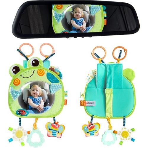 Jollybaby Car Seat Crib Stroller Play Gym Hanging Toy for Baby 0-3-6-12 Months, Tummy Time Mirror Toys Gifts for Newborn Infants, Carseat Travel Toy for Road Trip - Frog
