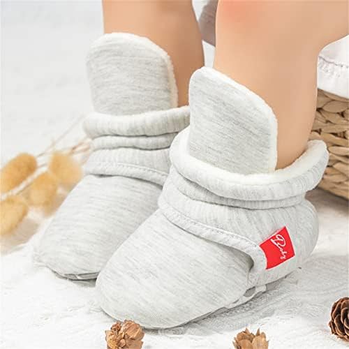 Amazon.com | Baby Boys Girls Booties with Anti-Skid Bottom Cozy Winter Warm Socks Slippers Toddler Soft Sole Crib Shoes,Light Gray | Boots