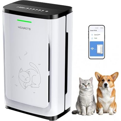 Pet Air Purifier Large Home 4200 sq ft, Suck up Floating Cat Dog Hair Dander, 7-Stage H13 HEPA Anion Activated Carbon Filter, Air Purifiers with APP for Odor Allergies Smoke Dust, Zero Ozone, P339