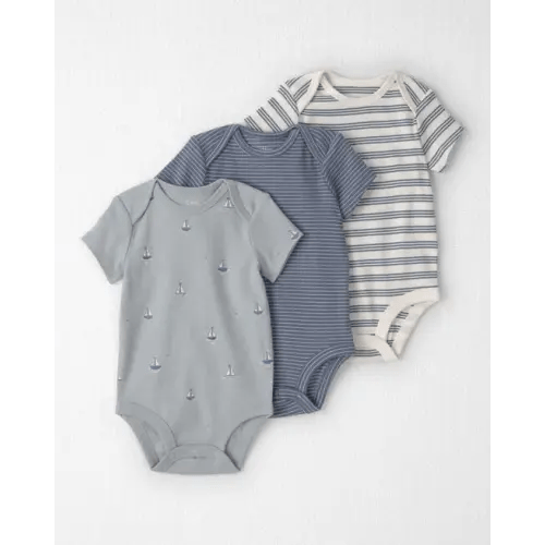 Baby 3-Pack Organic Cotton Bodysuits in Sail Away Print - Little Planet | Carter's -9mo