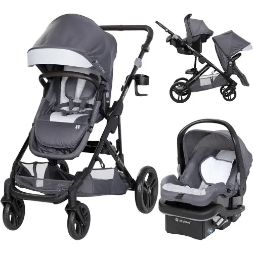 Baby Trend Morph Single to Double Modular Stroller Travel System with EZ-Lift™ Plus Infant Car Seat, Dash Grey