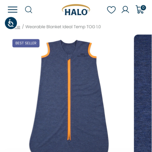 HALO Ideal Temp Navy/Orange Temperature Regulating Wearable Baby Blanket