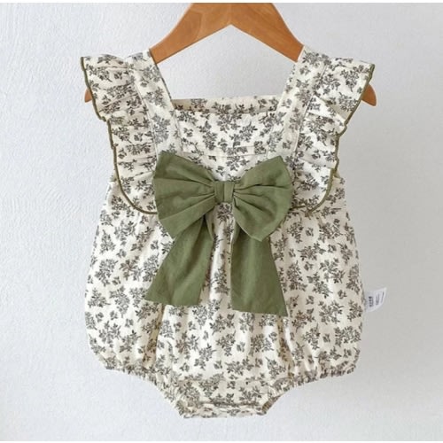 Gardenia Floral Baby Onesie with Bow – Peachy Bloomers