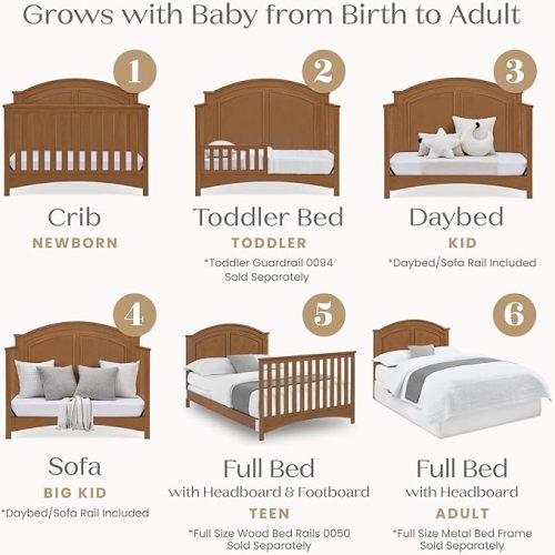 Delta Children Perry 6-in-1 Convertible Crib - Greenguard Gold Certified, Chestnut