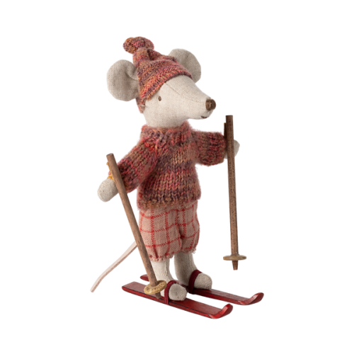 Winter Mouse with Ski Set, Big Sister, Rose – Maileg - Maileg USA
