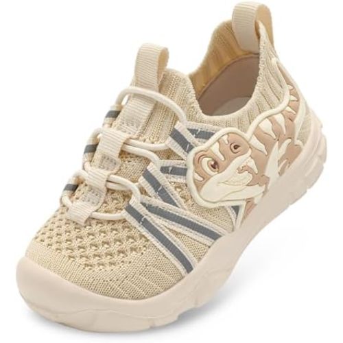 FEETCITY Toddler Shoes Boys Girls Walking Shoes Toddler Slip On Shoes Wide Kids Tennis Shoes Lightweight Toddler Dinosaur Shoes Baby Sneakers