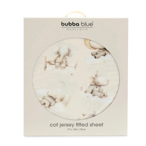 Elephant Bedtime Jersey Cot Fitted Sheet | Bubba Blue – Bubba Blue Australia