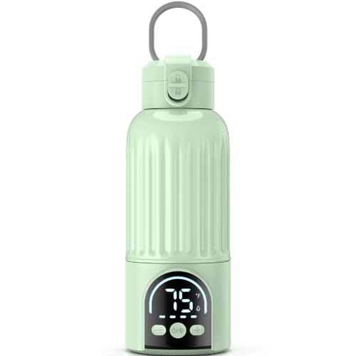 Portable Bottle Warmer for Travel, 17oz Large Capacity, 18000mAh Battery Life, Dual Heating Modes for Breast Milk Water, Fast Heating, Cordless Milk Warmer for Car Airplane Outdoor (Green)