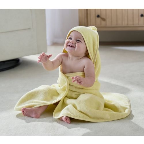 Super Soft Pom Pom Baby Hooded Towel | Pottery Barn Kids