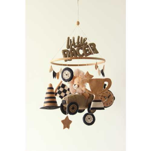 Racing car mobile, animal car mobile, race car mobile, vintage race car mobile