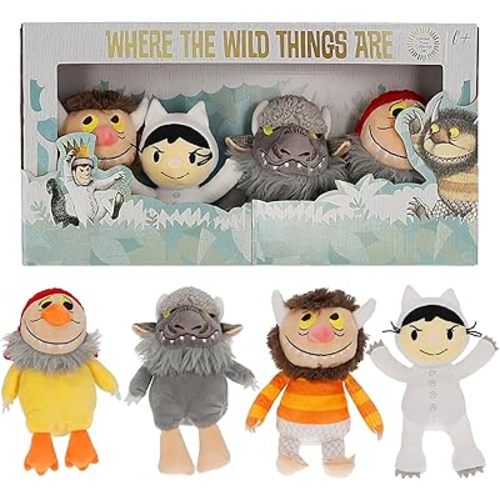 Kids Preferred Where The Wild Things are 4 Piece Plush Set - Max, Moishe, Tzippy, and Bernard Stuffed Animals, Crinkle Feet and Bean Filled Bottom.