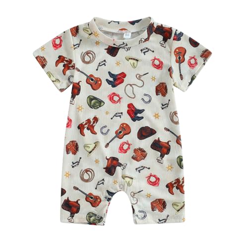 Baby Boy Girls Farm Clothes Western Romper Newborn Jumpsuit Country Stuff | Toddler Baby Farm Animals Chicken/Cow Print/Tractor Romper New Coming Home One Piece Jumspsuit Shortalls Clothes