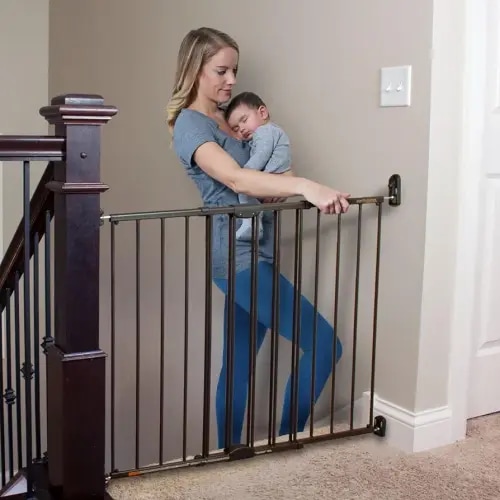 Toddleroo by North States - Easy Swing & Lock Baby Gate Series 2: Metal Safety Gate for Stairs & Doorways - Adjustable 28.68 to 47.85 Inches Wide - 31 Inches Tall - Matte Bronze
