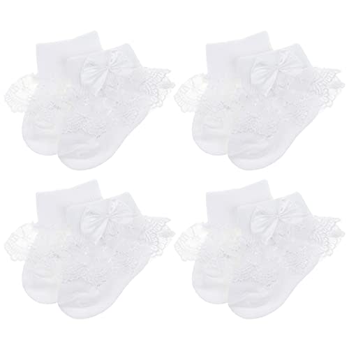 BQUBO Baby Girls Socks Eyelet Ruffle Lace Sock Newborn/Infant/Toddlers/Kids Frilly Dress Sock for Baby Girl