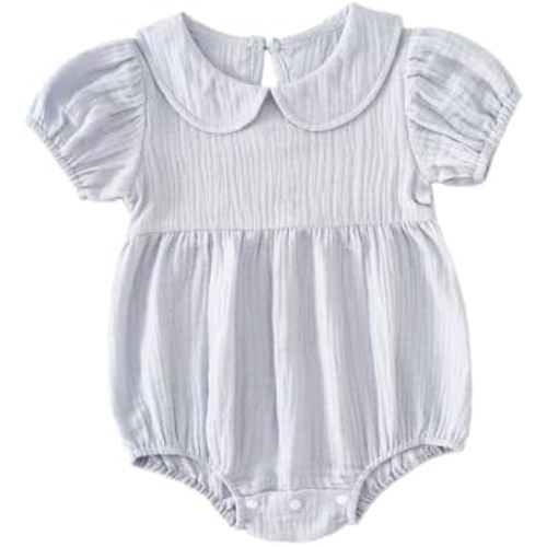Baby Bubble Romper Collar Bodysuit Infant Muslin Summer Clothes