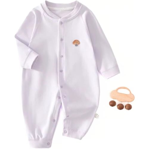 KaKa Co. Baby Long Sleeve Bodysuit Rompers, 100% Cotton, Soft & Hypoallergenic One-Piece Outfit for Infants 0-12 Months