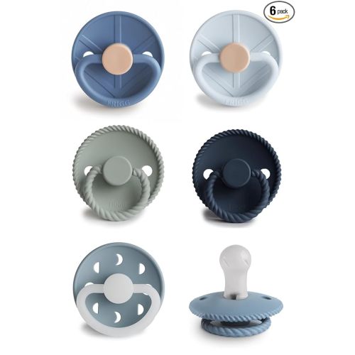 FRIGG SilkySoft Silicone Baby Pacifier 6-Pack Endless Sea | Made in Denmark | BPA-Free (0-6 Months)