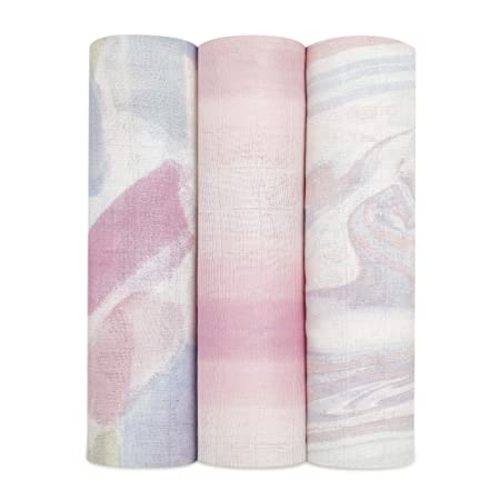 aden + anais Silky Soft Swaddle Blanket, Boutique Muslin Blankets for Girls & Boys, Baby Receiving Swaddles, Ideal Newborn & Infant Swaddling Set, Perfect Shower Gifts, 3 Pack, Florentine