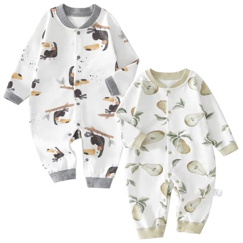 Cherie Kids Organic Cotton 3-24M Baby Sleepers Pajamas | Ultra Soft, Easy Diaper Changes, Breathable, No Shrinking Fading or Pilling Wash After Wash, Footless, Gender Neutral