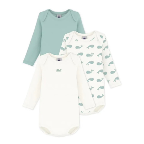 Set of 3 Organic Cotton Whale Bodies | White