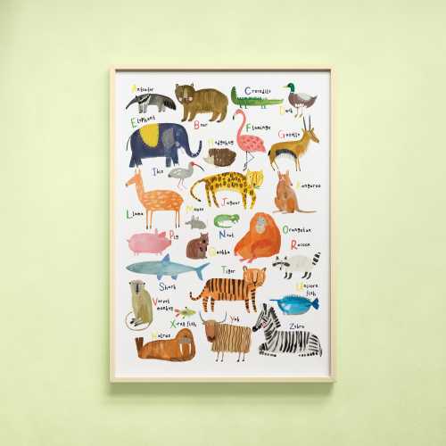 Abc Alphabet Animal Print | Nursery Décor Educational A - Z Poster Kids Playroom Room Gift Wall Art Home Decor Poster Animals