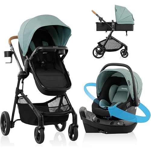 Evenflo Pivot NXT Travel System w/ Revolve180 LiteMax NXT Infant Car Seat (Pacific Green)