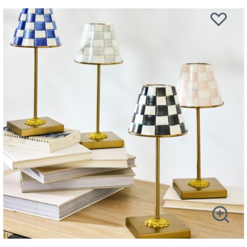 MacKenzie-Childs | Enamel Check LED Cafe Table Lamp- Rosy