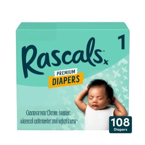 Rascal + Friends Premium Diapers, Size 1, 108 Count