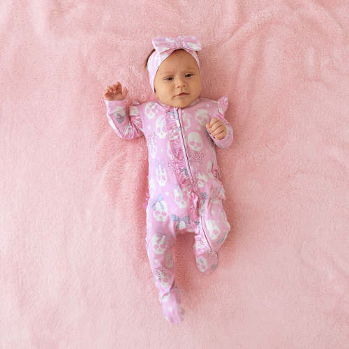 Ms. Kelly Picot Footie Ruffled Zippered One Piece
