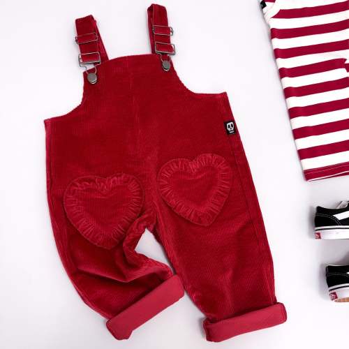 NOT SO BASIC RED LOVE HEART CORD DUNGAREES – Skeletots